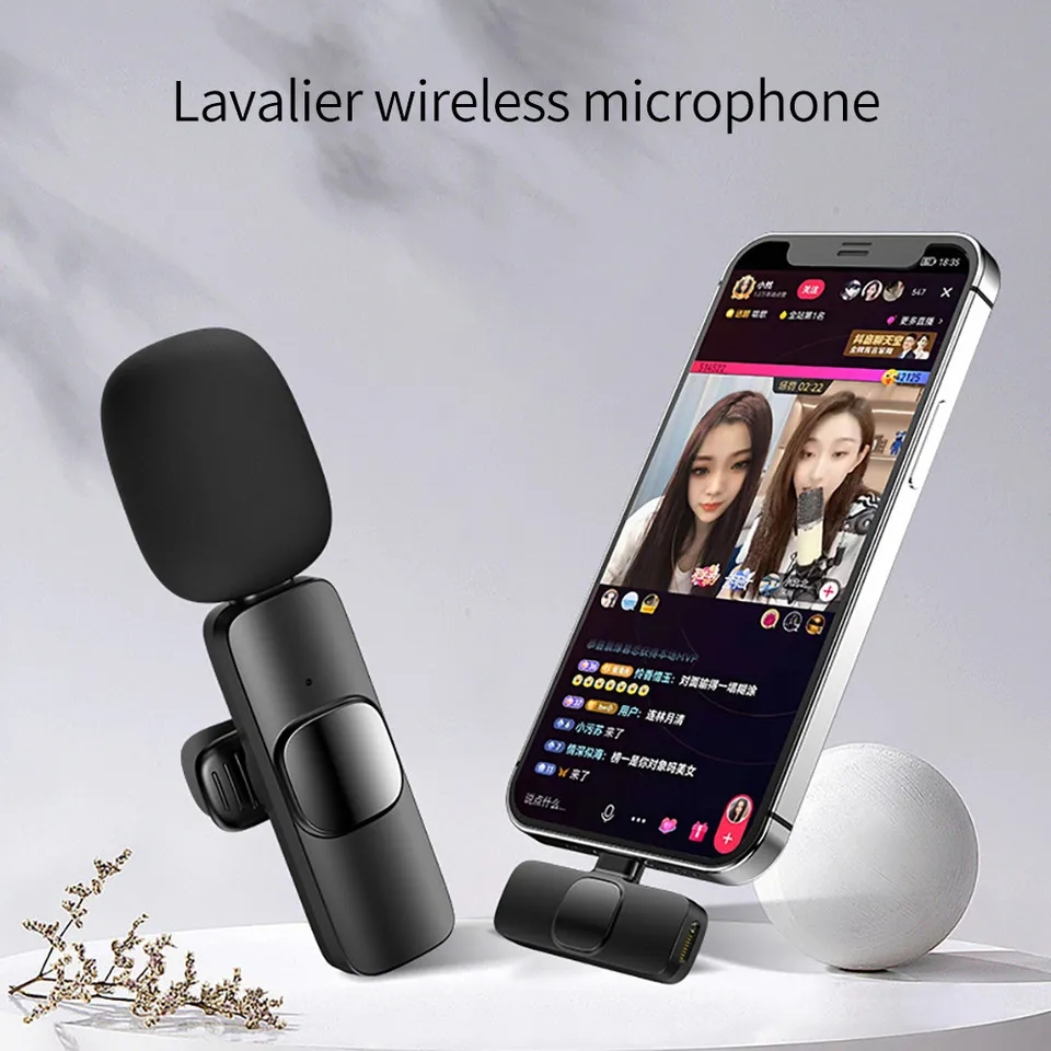 Không Dây Micro dây chuyền Hủy Bỏ Tiếng Ồn Âm Thanh ghi video Phát Sóng Trực Tiếp Mini mic cho iPhone iPad Air Pro Android Loại C Điện Thoại Di Động Cho Huawei Xiaomi Realme