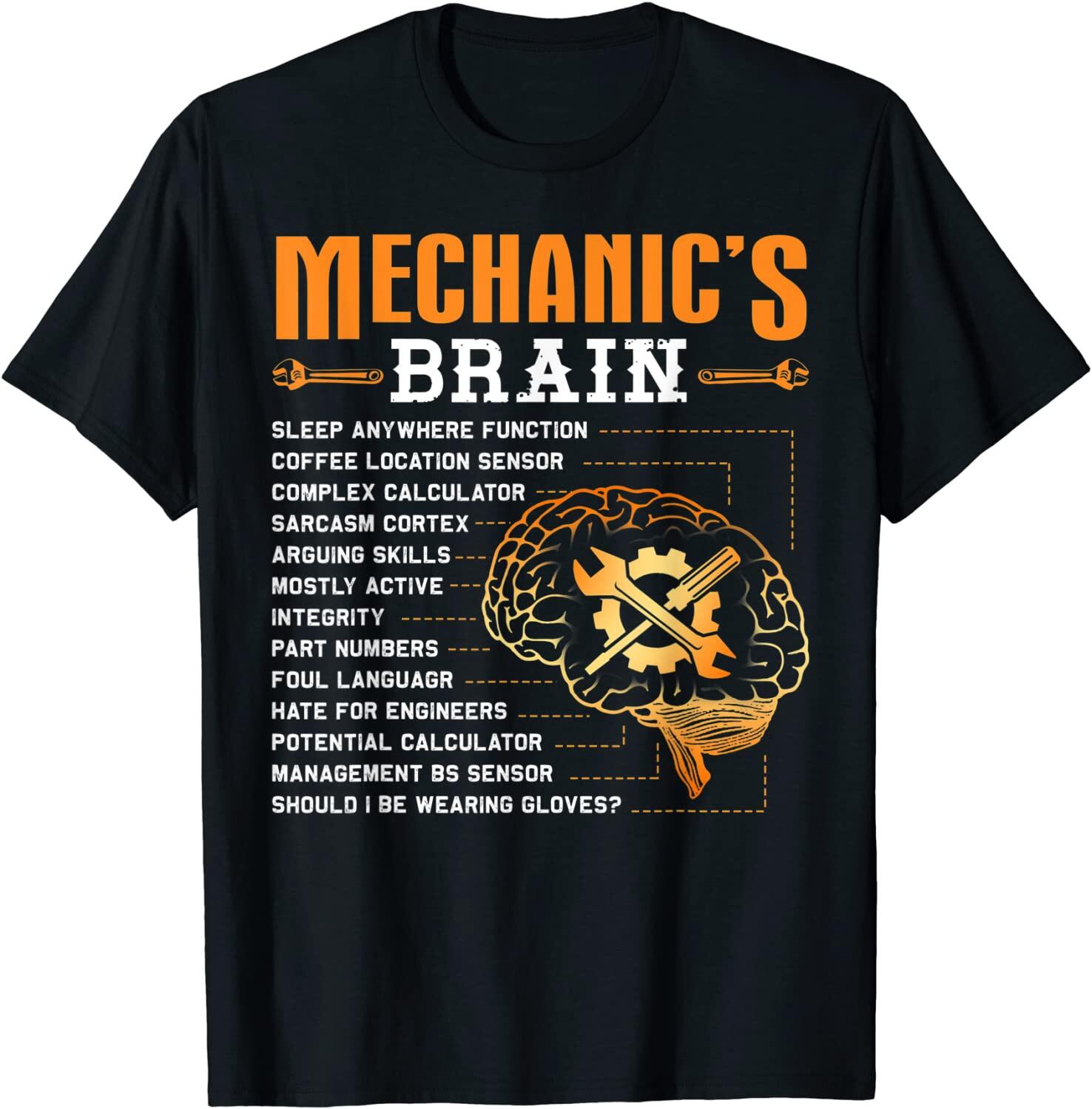 Round neck T-shirt Funny Mechanic Gifts Mechanics Brain Tshirt T Special Funny Cotton Male T Shirts