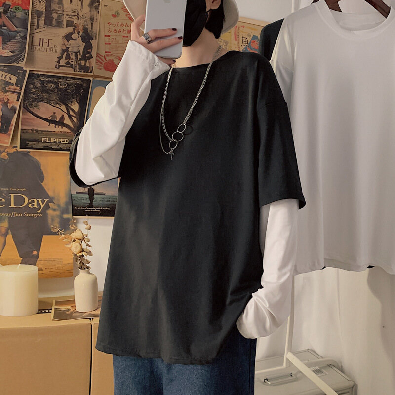 Tshirt Men Long Sleeve Harajuku Style Plus size t-shirts Korean Clothes Fashion Tops Men Plain T-shirt baju tshirts lelaki