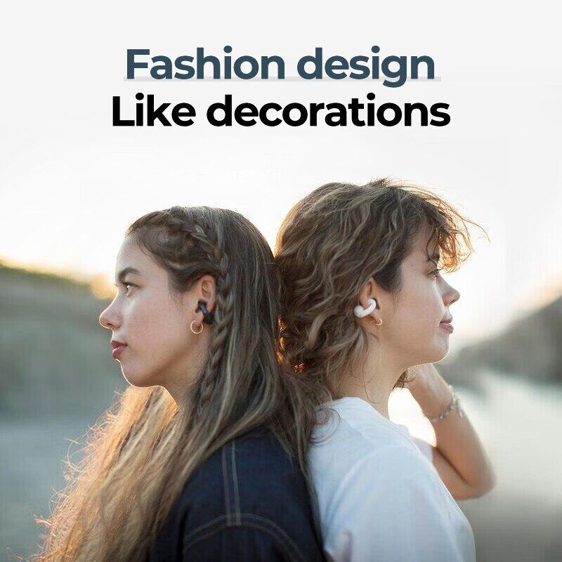 Dẫn truyền âm thanh qua xương Tai nghe bluetooth Bông tai tai không dây Clip Tai nghe âm thanh earcuffs tai nghe thể thao EarBuds móc đeo tai với Mic