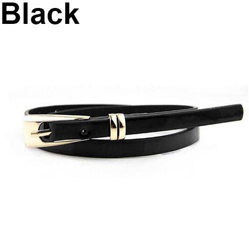 Women's Fashion Candy Color Faux Leather Buckle Skinny Belt Thin Waistband Sash