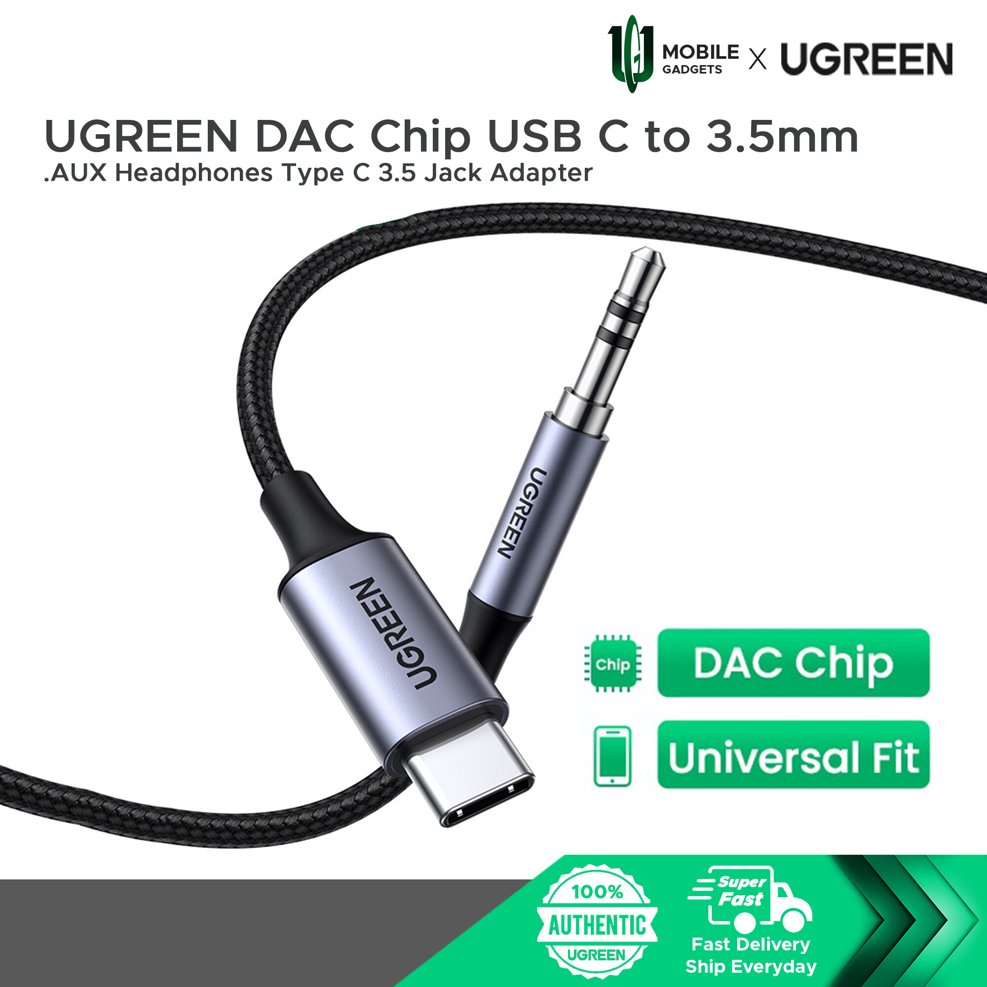 UGREEN DAC Chip USB C to 3.5mm AUX Headphones Type C 3.5 Jack Adapter