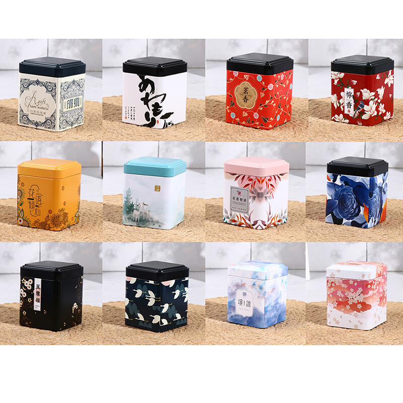 UG Tea Sealed Box Kitchen Storage Container Jar Tin Square Can Candy Iron Vintage
