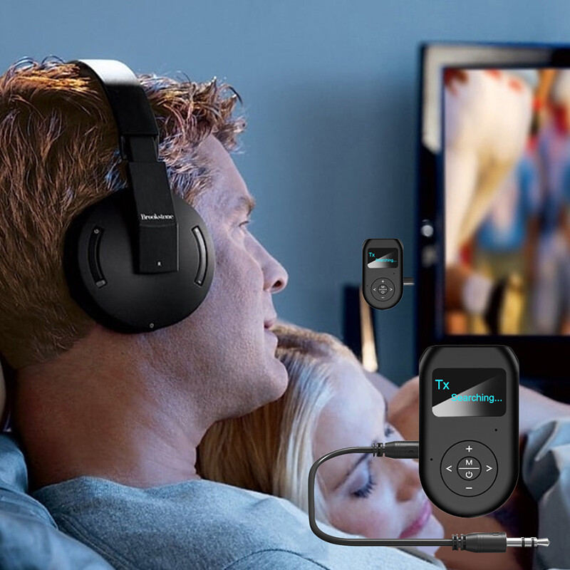 VAORLO Màn Hình LCD Bluetooth 5.0 Bộ Thu Phát Âm Thanh Với Micrô Rảnh Tay Gọi 3.5Mm AUX RCA Jack Bộ Chuyển Đổi Không Dây Độ Trễ Thấp Âm Thanh Nổi Dongle Cho T V PC Bộ Xe Hơi