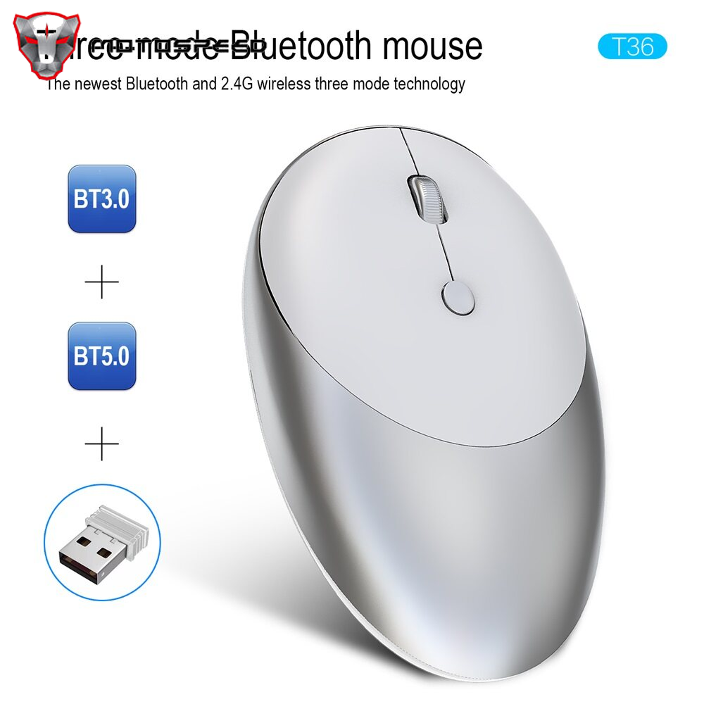 HXSJ T36 Three Mode BT 3.0 + 5.0 + 2.4G Wireless Mouse Slim Silent Design Rechargeable Optical Mouse for iPad PC Laptop