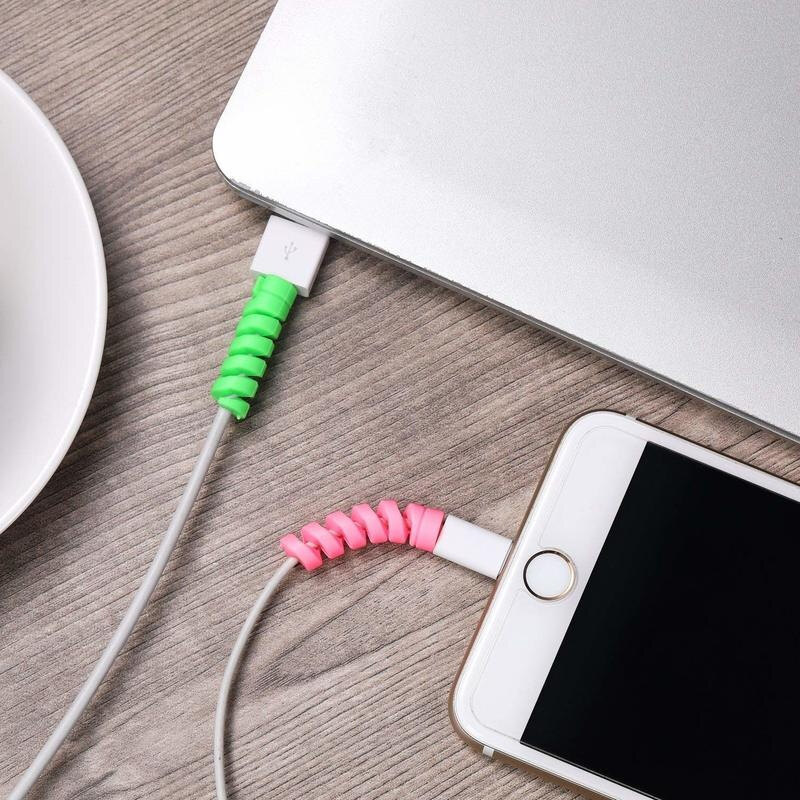 12 cái bảo vệ cáp phổ Silicone Cáp dữ liệu xoắn ốc Winder cuộn dây Bộ Kẹp giữ dây cáp cho cáp sạc bảo vệ cáp phụ kiện