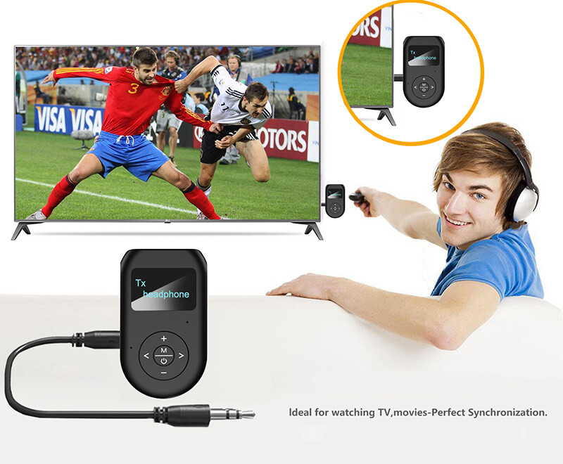 VAORLO Màn Hình LCD Bluetooth 5.0 Bộ Thu Phát Âm Thanh Với Micrô Rảnh Tay Gọi 3.5Mm AUX RCA Jack Bộ Chuyển Đổi Không Dây Độ Trễ Thấp Âm Thanh Nổi Dongle Cho T V PC Bộ Xe Hơi