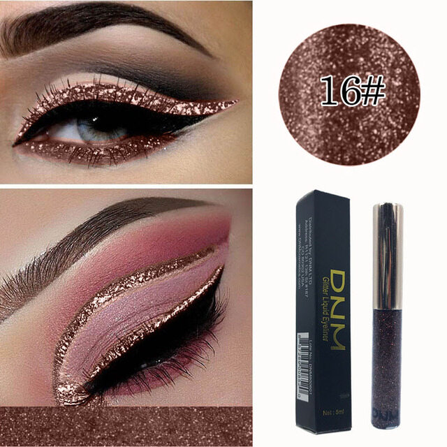 DNM 16 Color Glitter Liquid Eyeliner Pearlescent Sequins Bright Eye Shadow Shiny Long Lasting Waterproof Eyeshadow Makeup