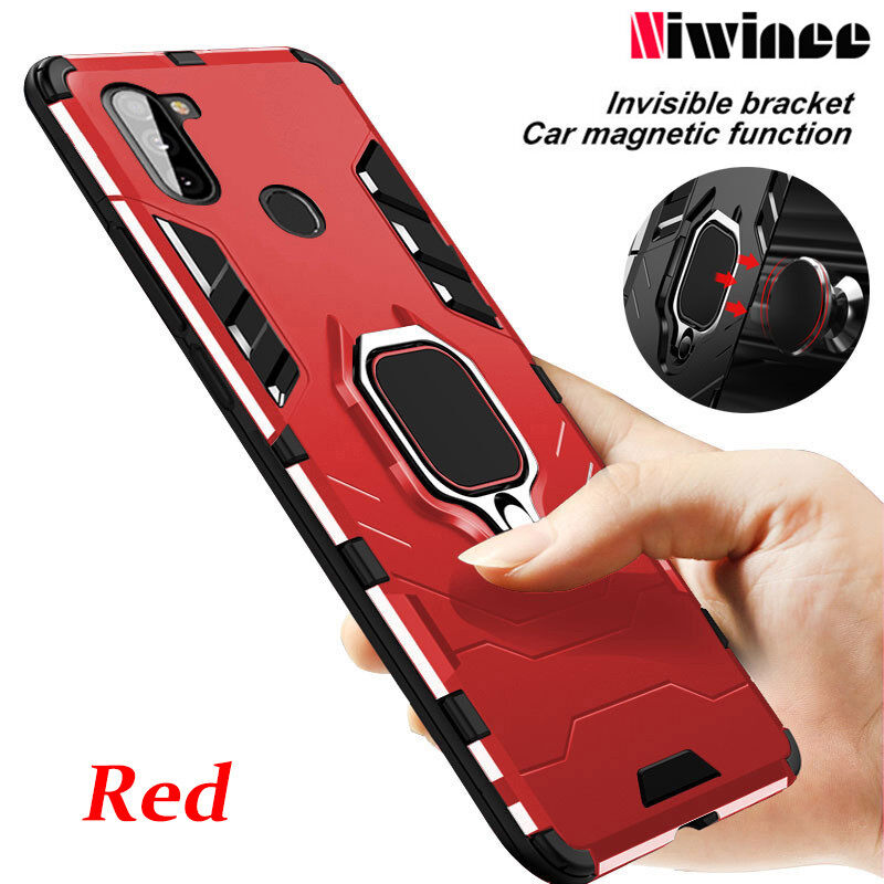NIWINEE Case For Samsung Galaxy A11 Hard Case Cover Stand Ring Magnetic Design Shockproof Casing