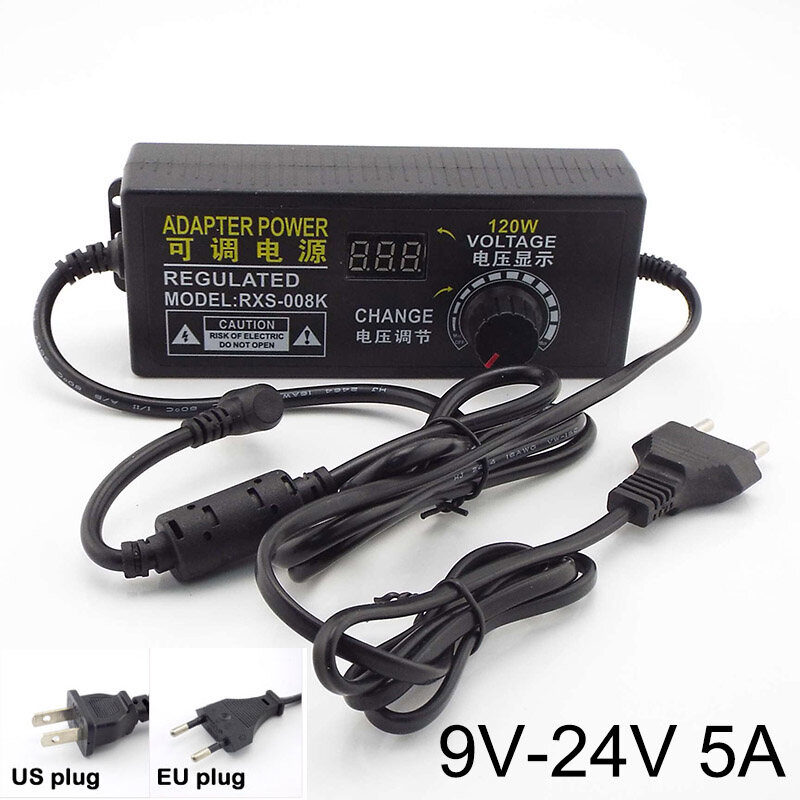 Universal Adjustable AC 220V To DC 12V 9v 24v Power Supply Charger 9V-24V 3V-12V 1A 2A 3A 5A 10A Adapter Display LED Strip