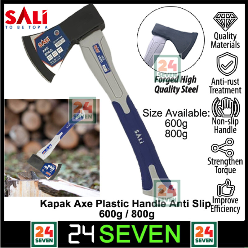 Heavy Duty SALI Kapak_Axe Plastic Handle Anti Slip 600g Or 800g / For Splitting Kindling and Chopping Branches, with Strong