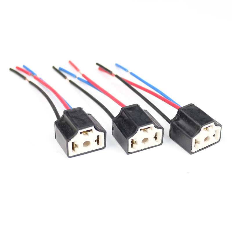 ZHANTONG H4 Three Holes Ceramic Wire Wiring Car Head Light Bulb Lamp Harness Socket Plug