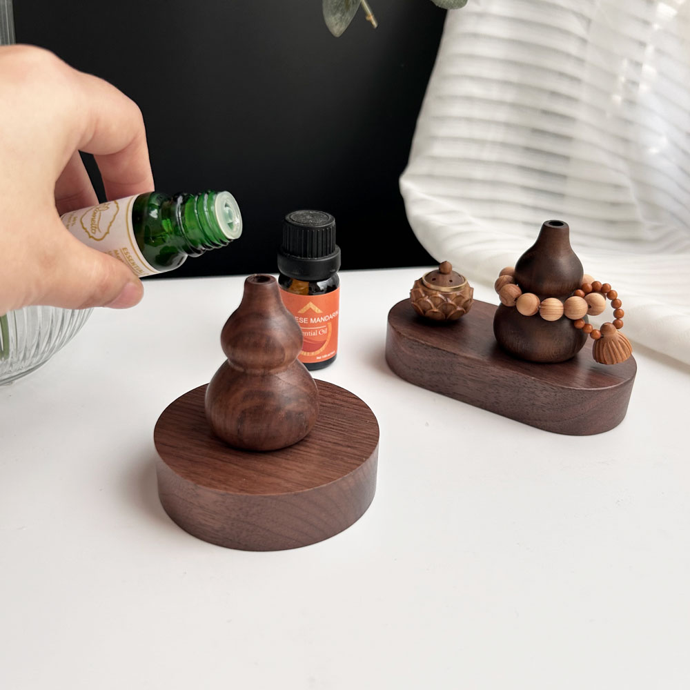 Walnut Gourd Essential Oil Wood Aroma Diffuser Wood Mini Car Home Office Decoration