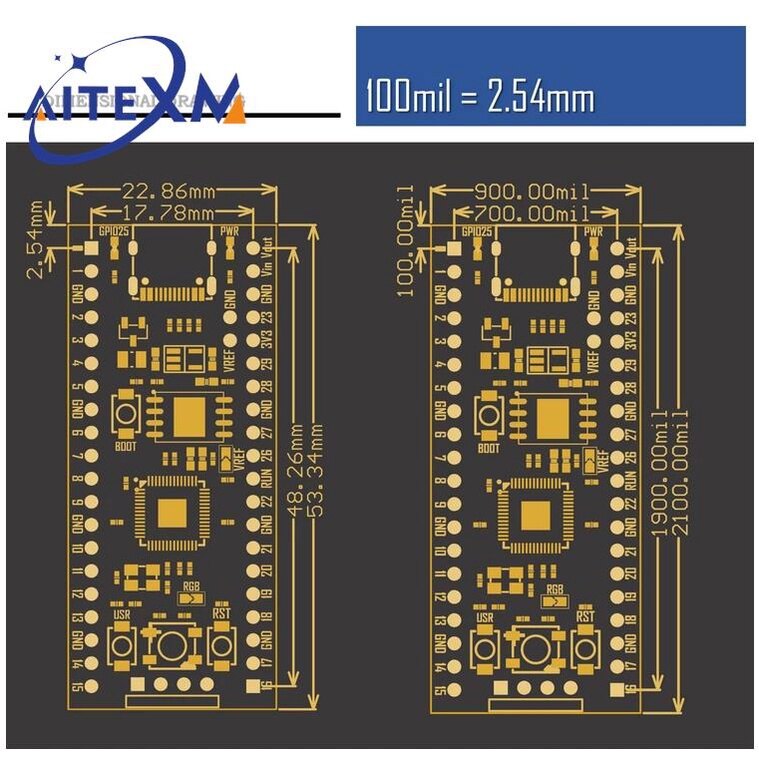 RP2040 Bo Mạch Lõi TYPE-C USB-C Cho Bo Mạch Lõi Raspberry RP2 Raspberry Pi Pico Micropython