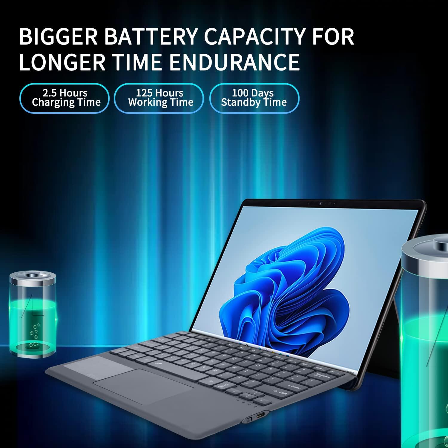 MD Surface Pro 8 /Surface Pro 9/Surface Pro x, bluetooth Bàn phím không dây với Trackpad Backlit Bàn phím từ tính, Tương thích với Microsoft Surface Pro Surface Pro x, với bề mặt bút/Surface Pro
