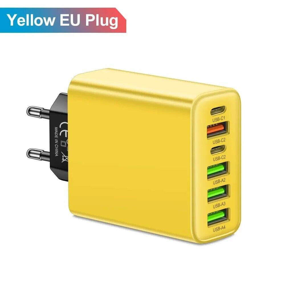 Kebidumei 120w phone charger double usb + type c phone charger pd quick charging usb type c charger adapter for phone