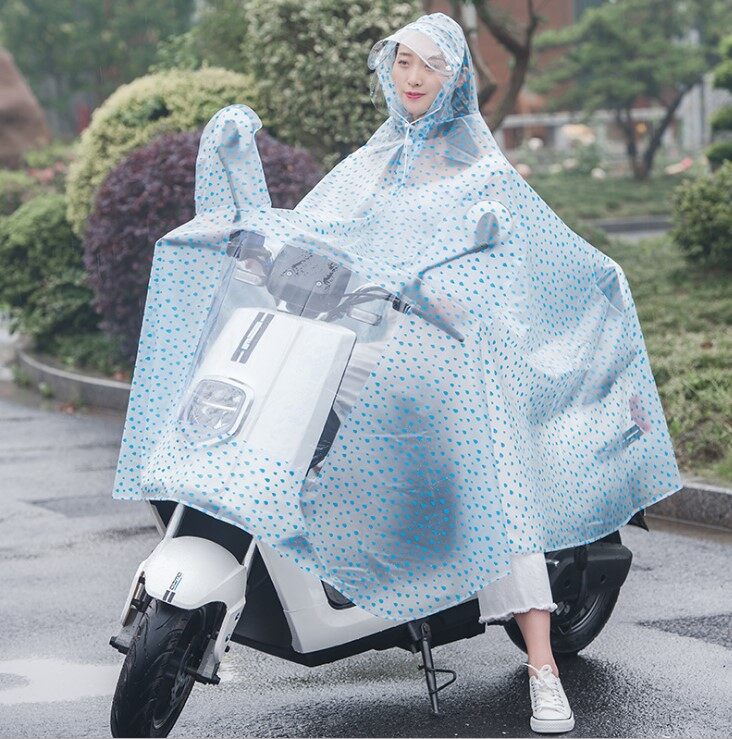 [HCM]Áo mưa nam nữ thời trang trong suốt cánh tròn che phủ hết xe có nón loại dày size 4XL có màn che gương chiếu hậu và đèn trong suốt  thích hợp học sinh đi học xe điện  cho người lớn đi xe máy ( không sợ bị ướt )