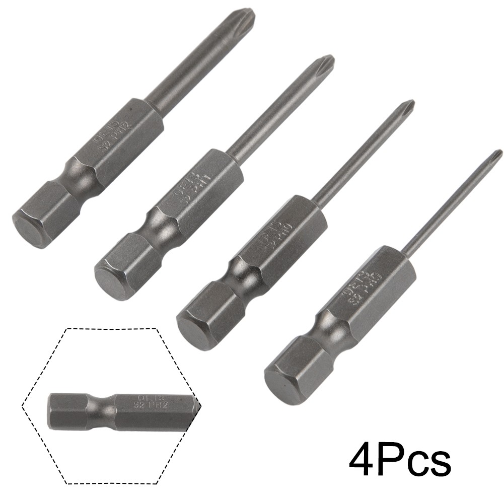 4pcs Hex-Shank 50mm Cross Screwdriver Bits Electric-Driver Tools PH00 PH1 PH2