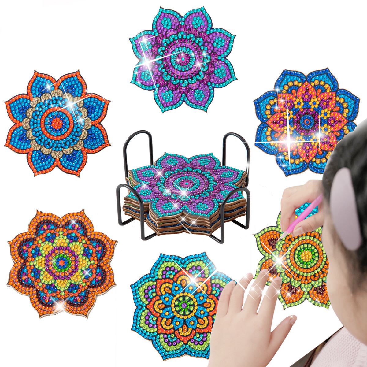 SDOYUNO Diamond Painting Coasters Diy Coasters Diamond Painting Kits For Beginners Adults Kids Art Craft Supplies Personalized Gift