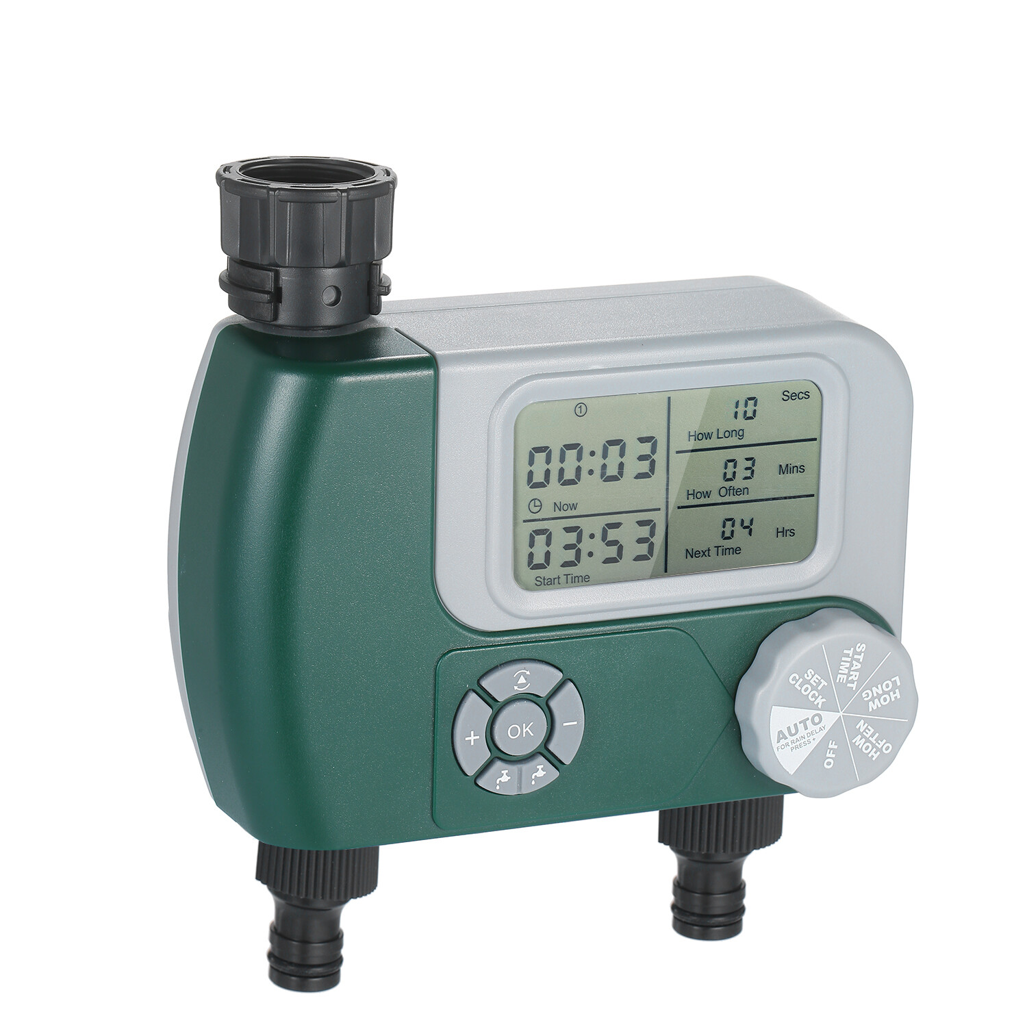 Programmable Digital Hose Faucet Timer Outdoor Automatic Watering Sprinkler System Irrigation Controller with 2 Outlet for Garden Plants