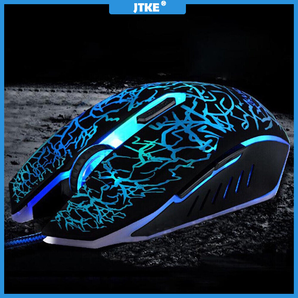 JTKE Chuột chơi game máy tính LED đầy màu sắc Chuột chuyên nghiệp Chuột quang 2400 DPI Chuột có dây