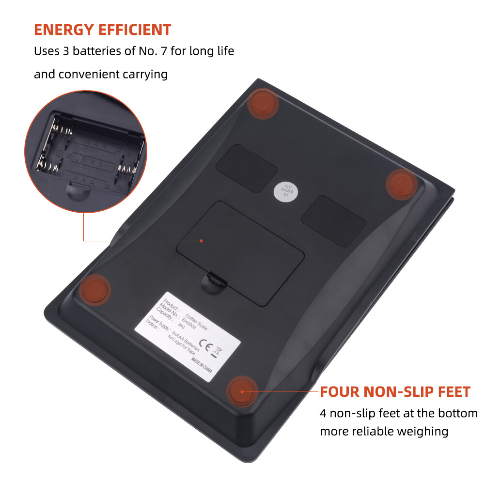 yieryi 3kg/0.1g Coffee Scale With Timer Portable Electronic Digital Kitchen Scale Baking High Precision LCD Electronic Scales