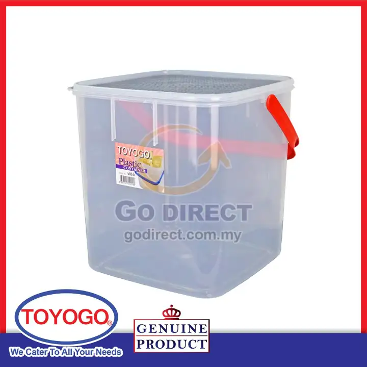 Toyogo 16 Litres Air Tight Handy Square Container Food Container Plastic Storage Conainer Square Food Storage Drinks Holder Premium Quality Square Flour Chip Container Food Safe 4016 1 Unit Bekas Plastik 塑胶盒 收纳盒