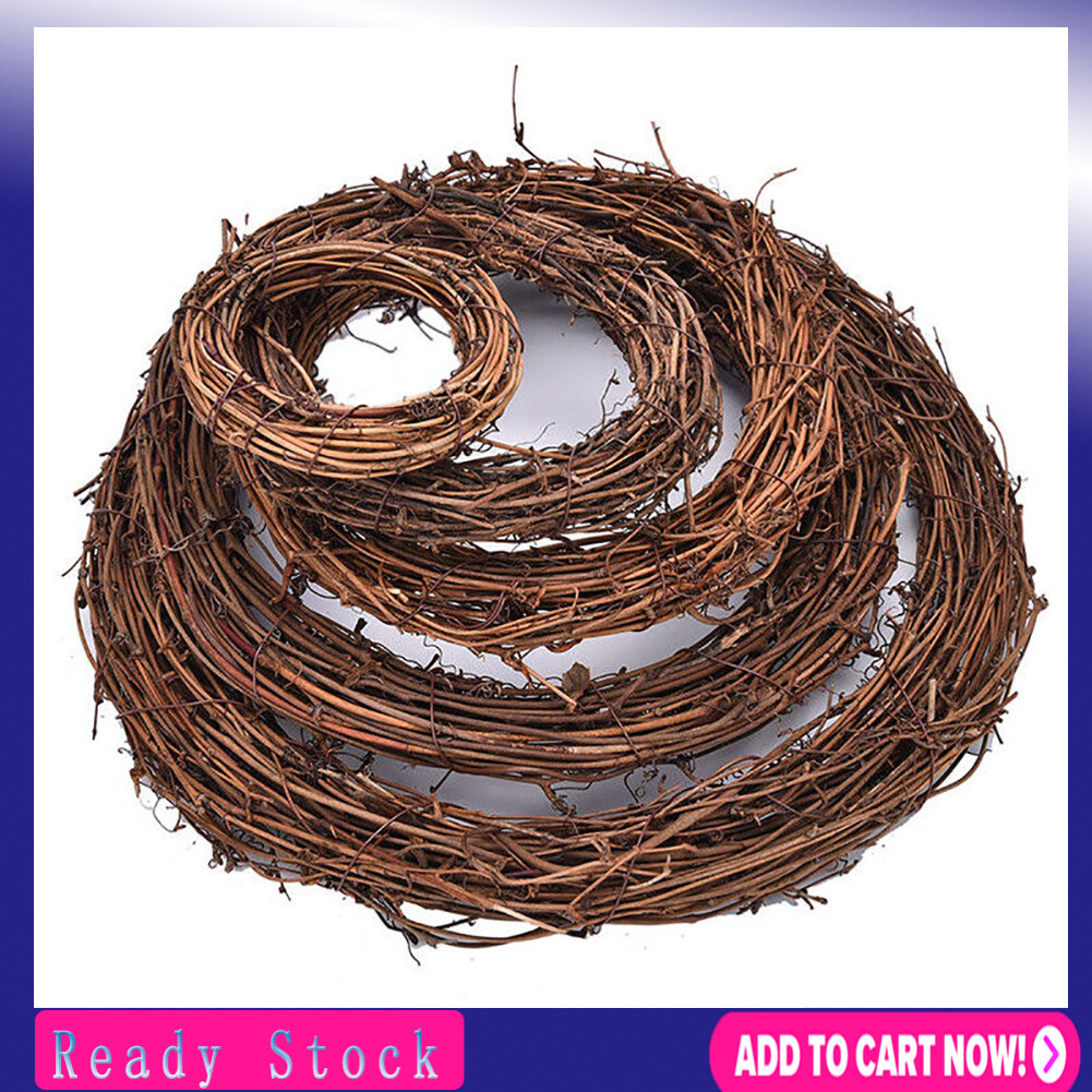 Christmas Natural Dried Rattan Ring Wreath Garland Home Door Wall DIY Xmas Decor