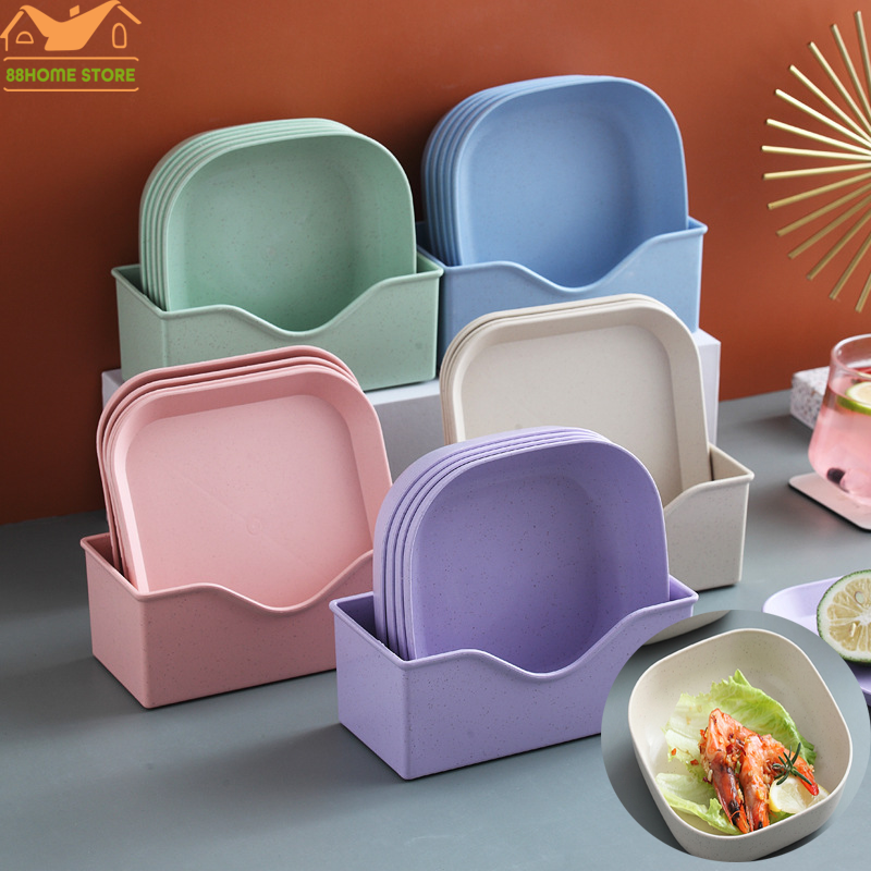[88 Hometore】đĩa Ăn Gia Đình Bộ Đồ Ăn Bắc Âu Đĩa Để Đồ Ăn Vặt Đồ Ăn Nhẹ Khay Nhựa Bàn Ăn Bộ Thìa Dĩa