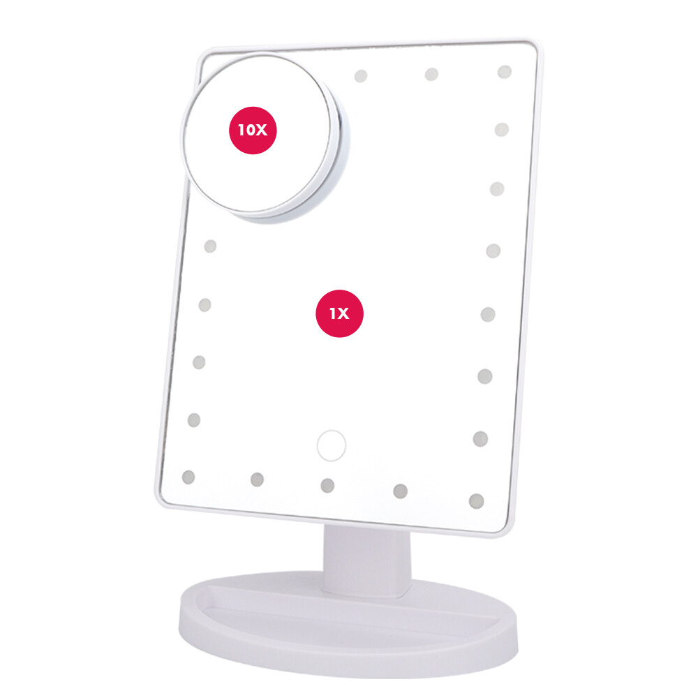 DECINIEE Vanity Lighted Makeup Mirror with 10X Magnifying Mirror 22 LED Lighted Mirror Touch Screen 180 Degree Rotation Cosmetic Mirror