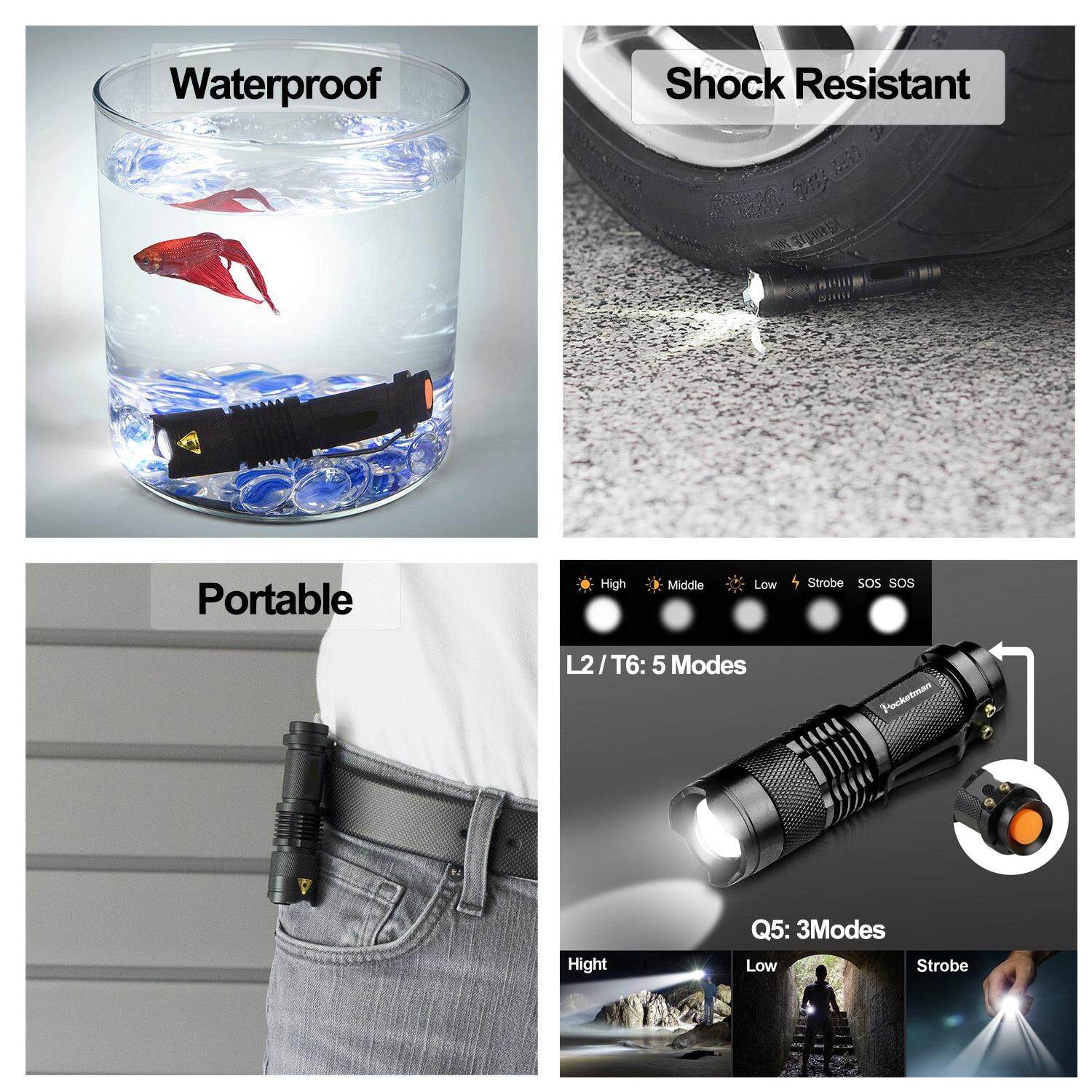Ultra Bright L2 LED Flashlight linterna Small for Kids Emergency Torch
