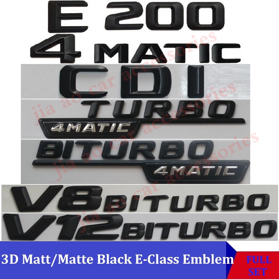 How new 3d matt black w212 213 car emblem e350 e320 e250 e300 e220 e200 e280 e63 e cla badge sticker logo for mercedes benz amg dd6