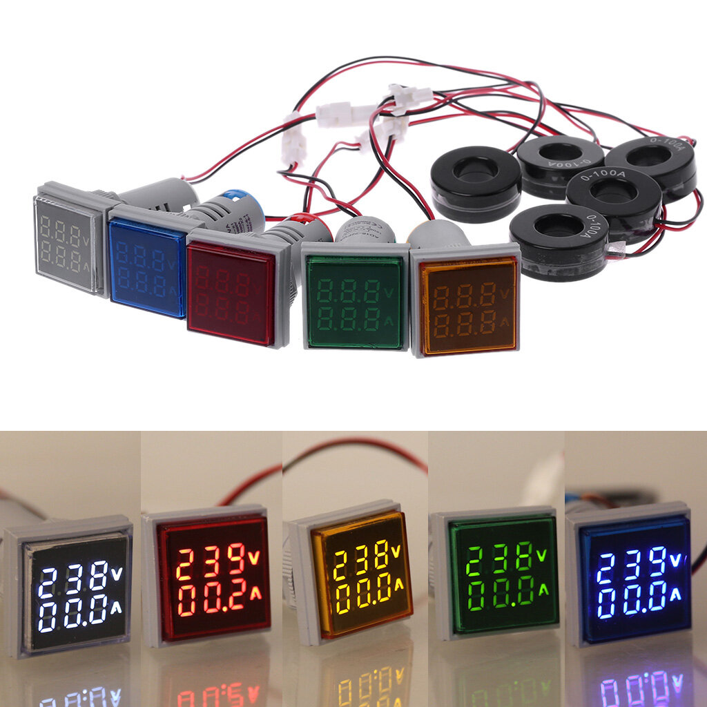 Kỹ Thuật Số LED Vôn kế Máy dò dòng điện hiển thị thời gian kép vôn kế bảng Ampe kế