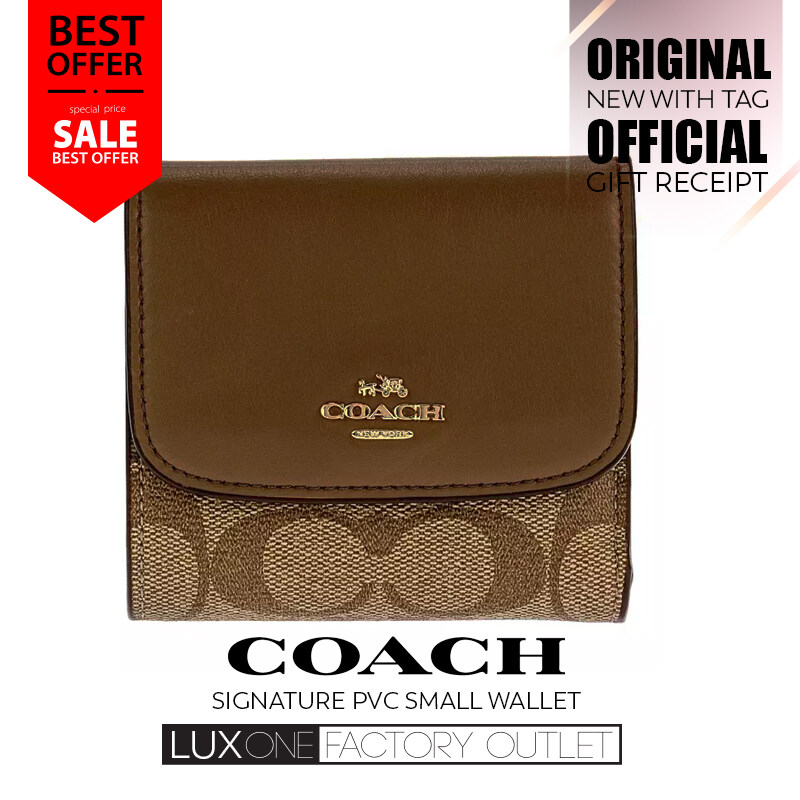 Authentic Coach F53837 F87589 Small Wallet In Signature NWT New with tag Receipt Small Black Coach Purse Coach Silver Bag Lazada Lazada