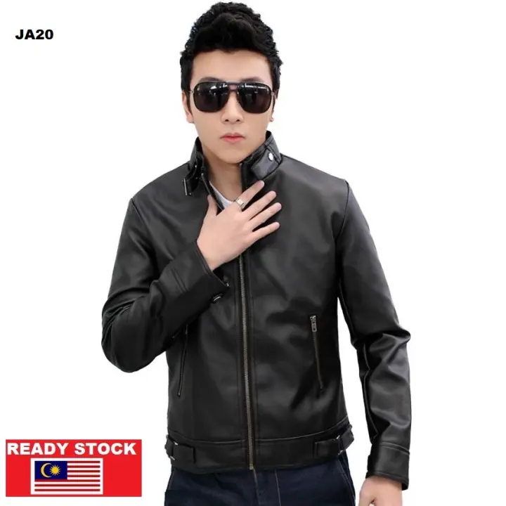 Pu Leather Bomber Biker Motor Jacket Casual Outwear Ready Stock Malaysia Ja20 Lazada