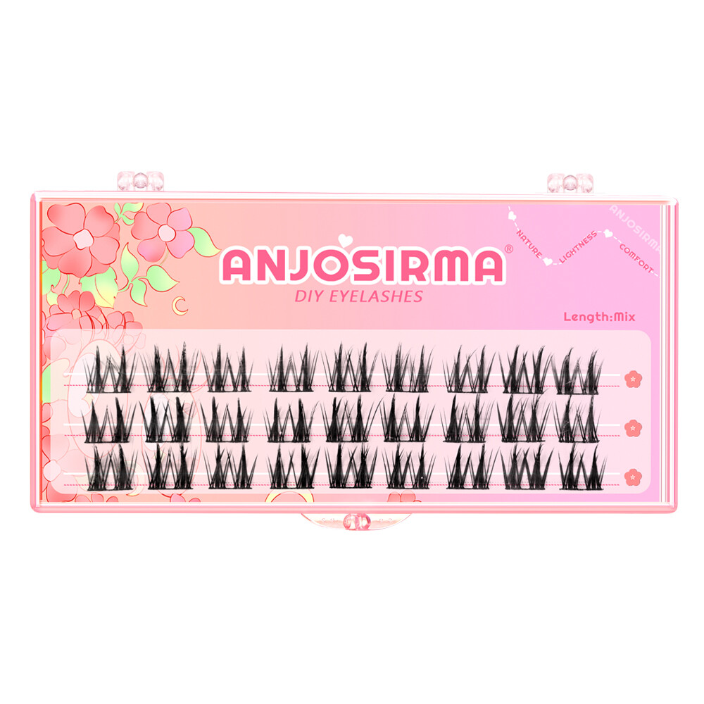 ANJOSIRMA Twin Flowers Cluster Lashes Hair Extensions Human Hair Reusable DIY Individual Lashes High quality Natural Eyelash Make up Tool