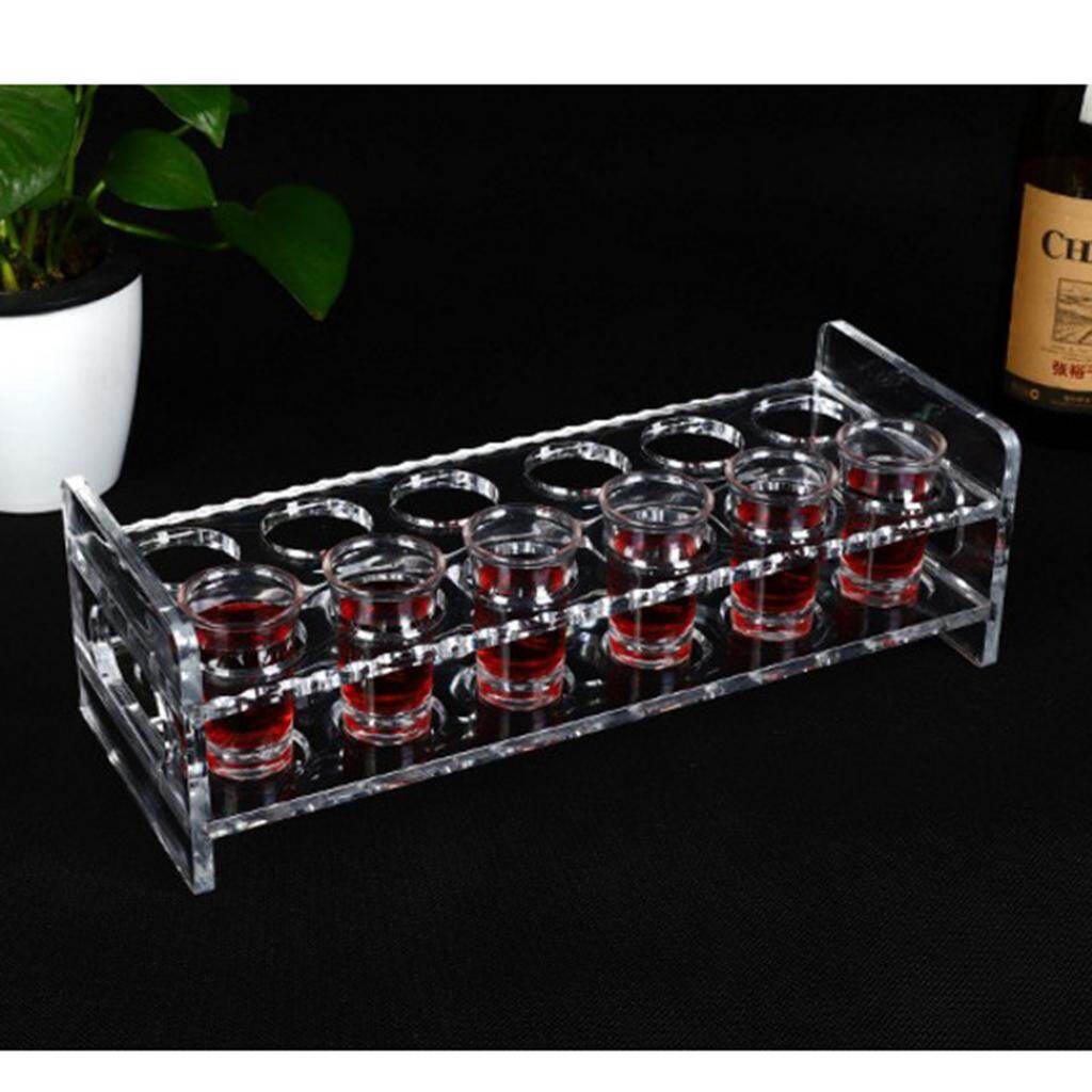 Dovewill 12-Hole Clear Acrylic Shot Glass Holder Rack Bar wine drinks Serving Tray