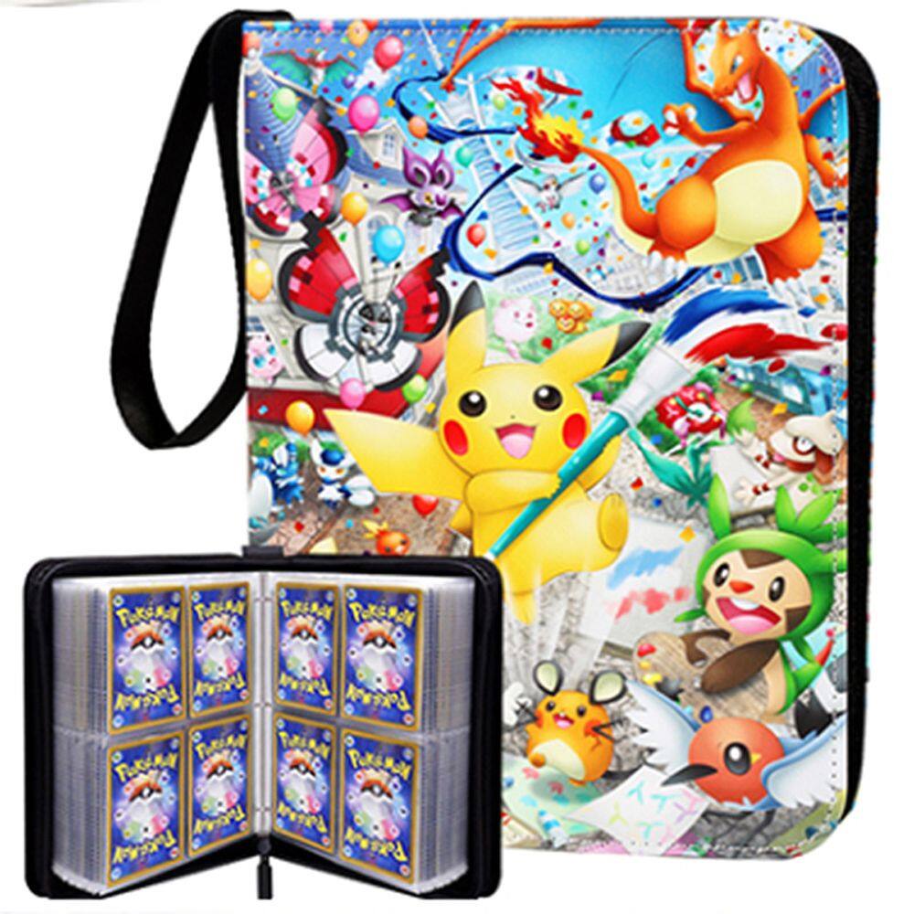 MMLUCK 400pcs Models Kids Toy Christmas Gift Pokemon Map Binder Charizard Card Book Pikachu Collection Holder 4 Pocket Pokémon Card Album Pikachu Charizard Collection Game Card Holder Binder Collection Folder Pokemon Cards Album