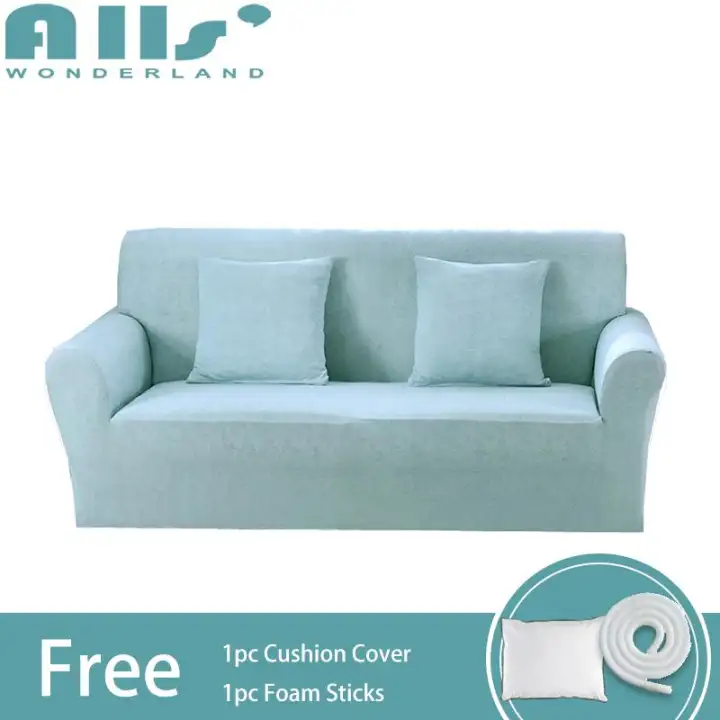 Slipcover L Size 3 Seater Sofa Cover Pure Color Weaving Pattern Stretch Elastic Universal Corner Reversible
