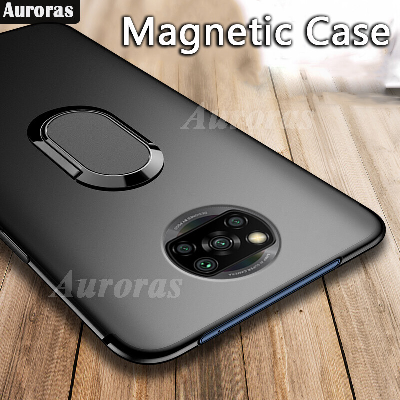 [HCM]CoolCase Soft Phone Case for xiaomi Poco X3 Full Cover Shockproof Magnetic Ring Stand Cover Poco X3 Casing 360 ° Car Holder Ring
