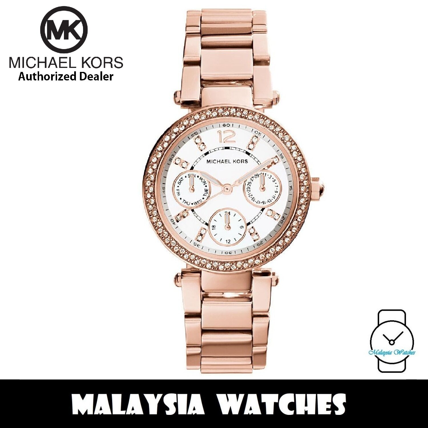 100 Original MICHAEL KORS Ladies MK5616 Parker Multi Function Mother OF Pearl Dial Rose Gold Stainless Steel Watch Lazada