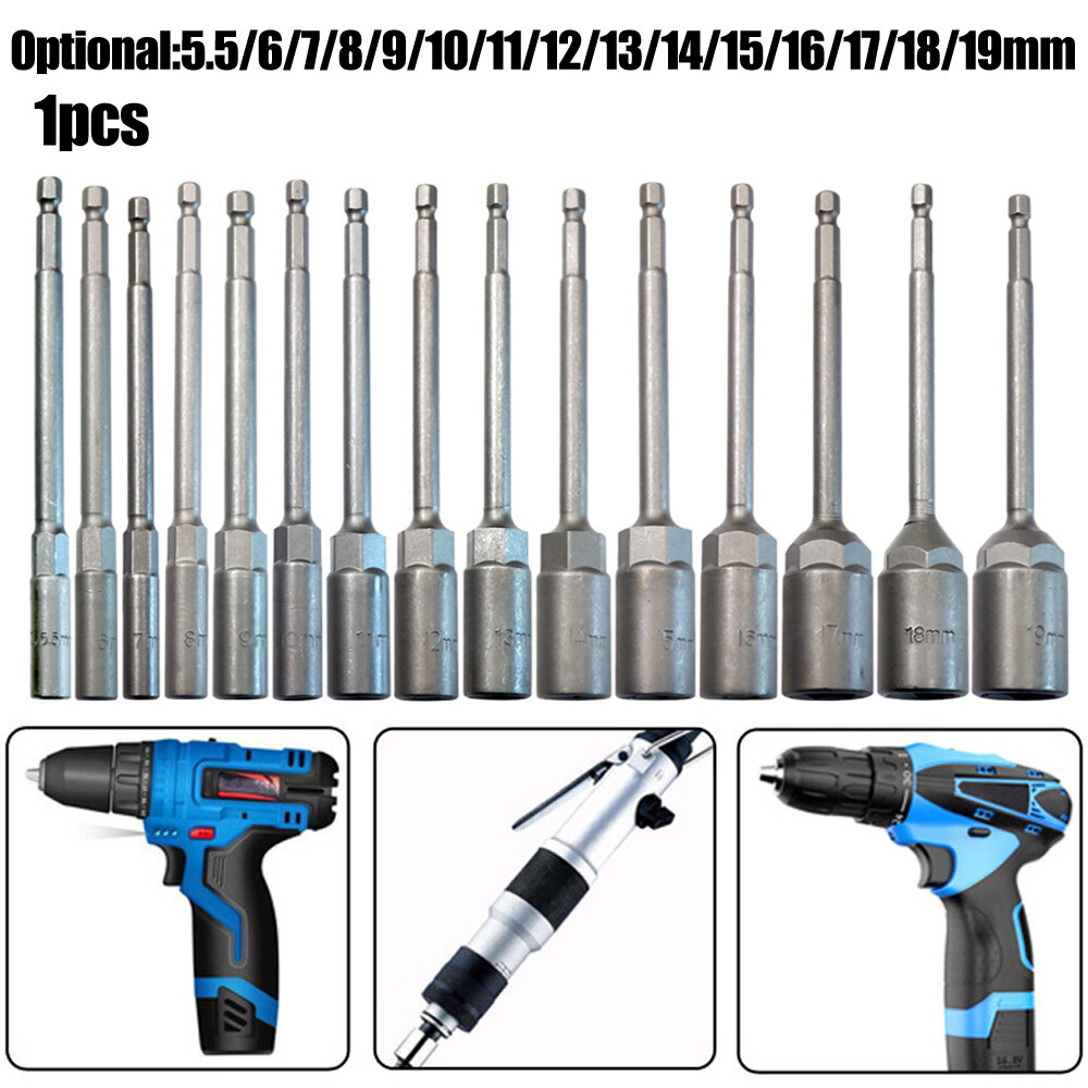 Toolstar 1Pcs 150mm Extension Socket Wrench Hexagon Nut Driver Drill Bit Adapter 5.5-19mm