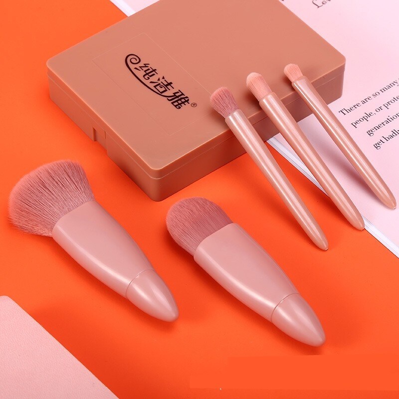 5Pcs Professional Makeup Brush Sets with Mirror Box / Conical Handle Premium Synthetic  Make up Brushes / Makeup Brushes Kits For Applying Foundation Powder Concealers Eyeliner Eyebrow Eye Shadows / Daily Basic Cosmetic tools
