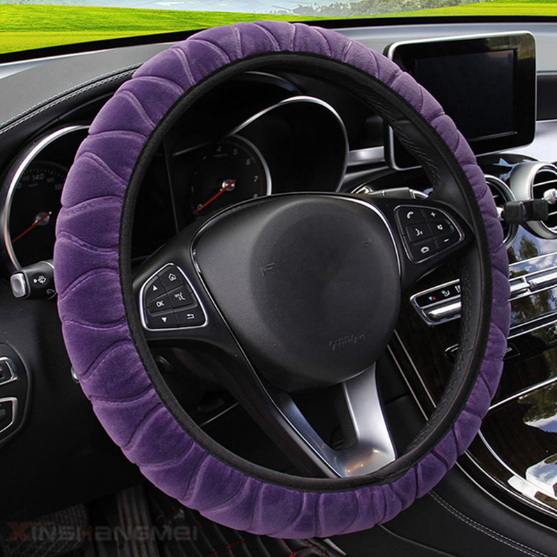 Universal 37-39Cm Steering Wheel Cover Soft Warm Plush Steering Wheel Cover For Winter Car Steering Wheel Interior Parts