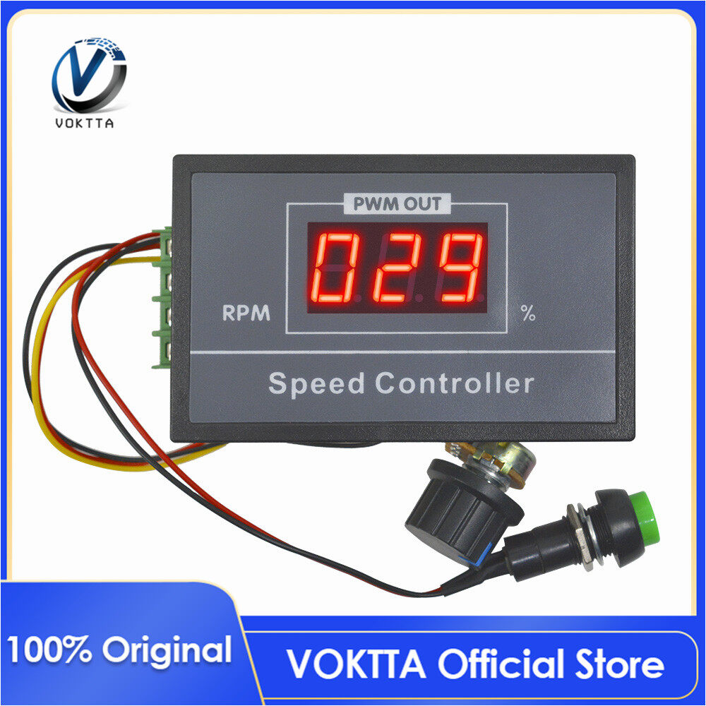 Bộ điều khiển tốc độ động cơ pwm voktta 30a dc 6v 12v 24v 48v chính hãng, bộ điều chỉnh điện áp điều chỉnh được màn hình led kỹ thuật số 0 ~ 100% w/công tắc chiết áp