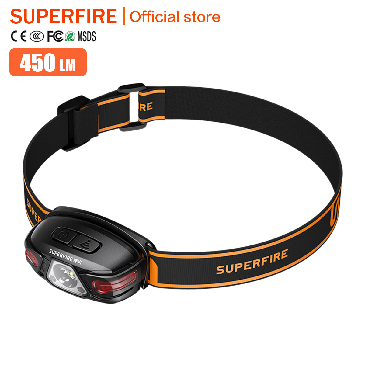 Superfire hl63 Đèn pha cảm ứng ánh sáng cao dẫn Đèn pha sạc