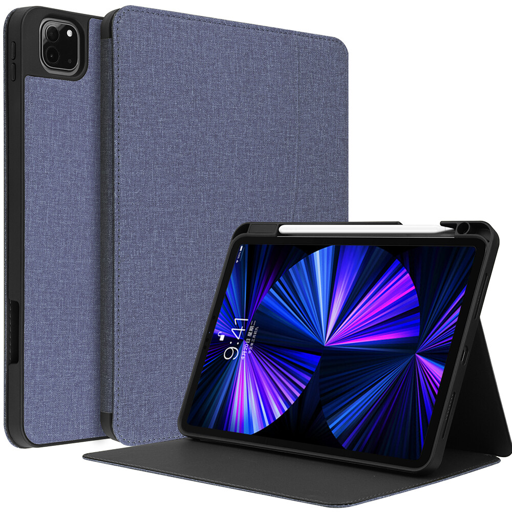 for iPad Pro 11 inch Case 2022 4th Gen/2021 3rd/2nd/1st Generation 2020/2018 with Pencil Holder/Pocket,Premium Cloth Fabric Leather Soft TPU Back Shockproof Protective Case Smart Cover for iPad Pro 11 2022 2021 2020 2018