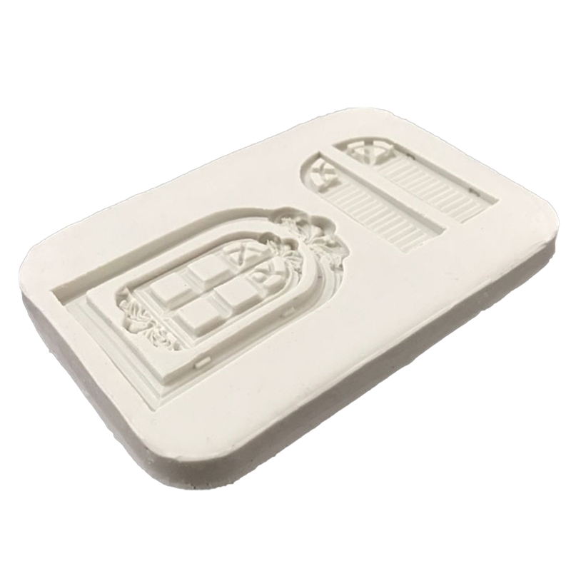 Silicone Fondant Moulds Door Window Shape Candy Chocolate Molds Biscuits Embossed Mould DIY Cake Mold for Kitchen Baking
