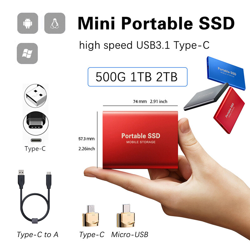 Ổ Cứng Di Động 4TB/2TB/1TBGB Ổ Cứng SSD Di Động Loại C USB3.1
