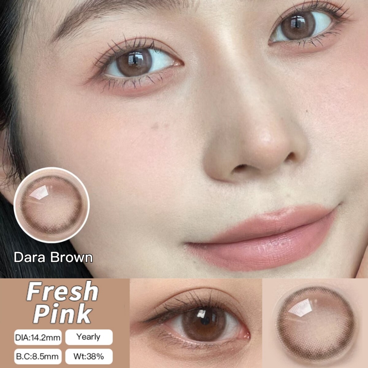New hot selling lens brown gray pink large diameter 0-800 power 1 pair Brown lens